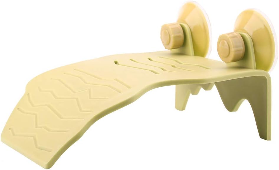 Pssopp Plastic Turtle Basking Dock, Turtle Resting Terrace Aquarium Fish Climbing Floating Island with Suction Cup for Reptiles Amphibians Sun Bathing Resting and Playing(L Yellow)