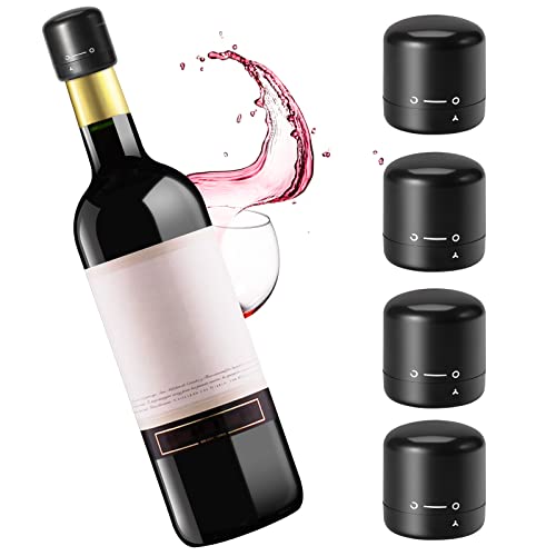 Wine Bottle Stoppers,4PCS Wine Stoppers, Reusable Wine Stoppers Set , Real Vacuum Wine Stoppers,Compact Wine Stopper,Keep Wine Fresh,Best Gifts for Wine Lovers for christmas gifts
