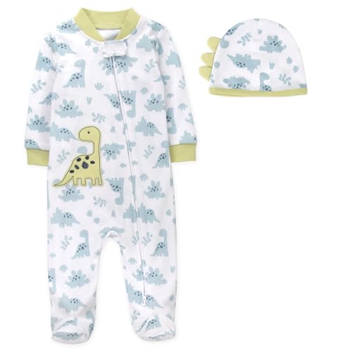 Image of Baby Footie Bodysuit Headband or Hat 2 Piece Set – Christmas Thanksgiving Zip-Up Outfit,Holiday Pajamas for Infants