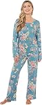 KATE MORGAN Ladies lightweight cosy pyjamas | Womens loungewear sets pjs | Nightwear Sleepwear for women (UK, Alpha, M, Regular, Regular, Blue Floral)