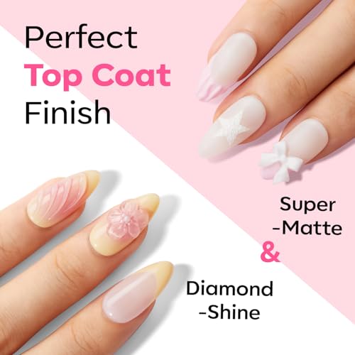 Image of modelones Gel Top Coat and Base Gel Polish, 3 PCS Clear Glossy and Chrome Proof Matte Top Coat No Wipe, Base Coat Nail Polish Upgrade Formula Pro Manicure Essential Kit Gift for Women Girls Starter