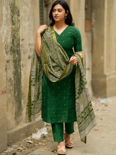 GoSriKi Women's Green Viscose Printed Kurta Set - Image 6