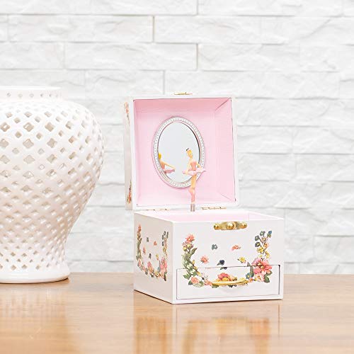 Broadway Gift Square Alabaster Fairy Children's 18-Note 5.5 X 3.5 Music Box Drawer Plays Tune Swan Lake #TOP1