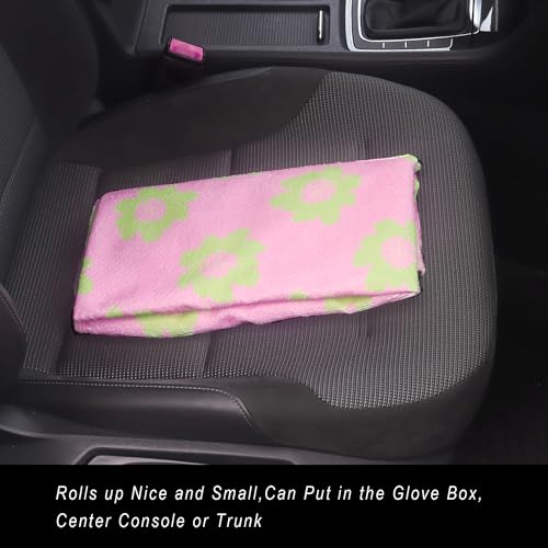 Image of Car Seat Cover Protector Front Seats,for Gym Workout,Running,Swimming,Beach and Hiking,Waterproof Sweat Towel Bucket Seat Covers for Cars SUV Trucks (Flower and Pink, 1Pcs)