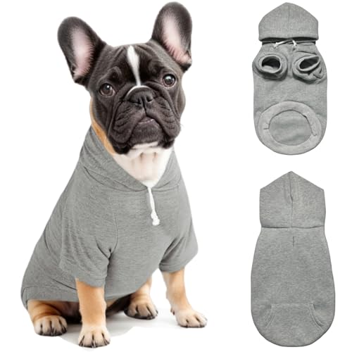Small Dog Hoodie with Leash Hole and Pocket, Soft Winter Dog Swea...