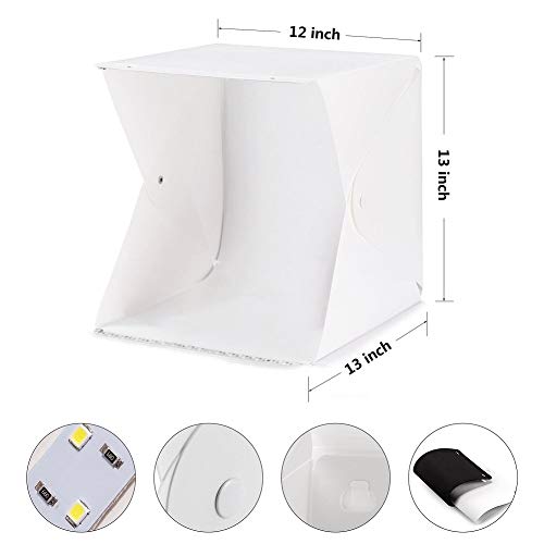 Depthlan Photo Light Box Photographing Shooting Tent for Small Items and Jewellery 13x13 inch with Four Backdrops Included Folding Photo Studio Kit Box