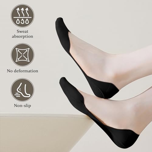Image of No Show Socks with Invisible Sling Back Womens, 6 Pairs Low Cut Half Toe Topper Socks with Non-Slip Straps for Heels