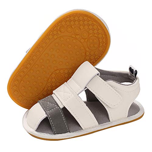 Image of E-FAK Baby Boys Girls Summer Sandals Outdoor Beach Anti-Slip Rubber Soft Sole Newborn Toddler First Walker Shoes 0-18 Months