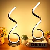 LENIVER Spiral LED Table Lamp Set of 2, 10W 3 Colors Dimmable Modern Bedside Lamp, Unique Nightstand