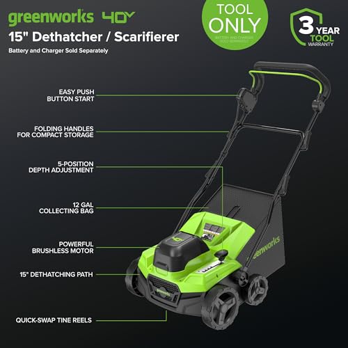Image of Greenworks 40V 15 inch Dethatcher /Scarifier, Tool Only