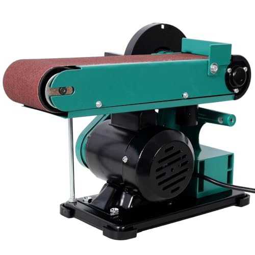 Benchtop Belt and Disc Sander, Bench Sander with 4 x 36 in Belt and 6 in Disc, Cast Iron Base with Double Dust Exhaust Port, High Torque Motor, Adjustable Beveling Table, Premium Professional Design thumbnail 3