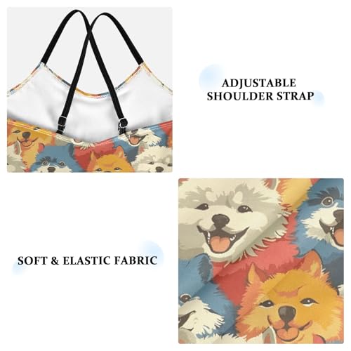 senya Girls Swimsuits One-Piece Swimwear Tie Bathing Suit Beach Summer Round Neck 9-10T Multicolored Dog Faces Pattern3