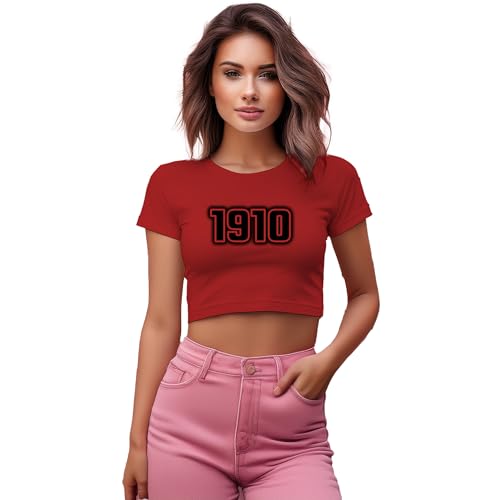 1910 crop top femme rouge confortable ajusté pour silhouette fine