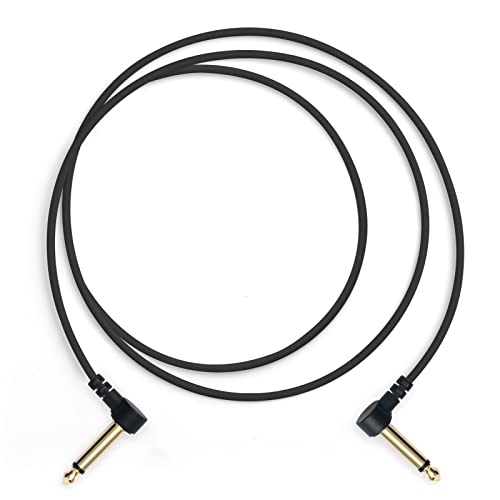 MyVolts Candycords Pedal to Pedal patch audio cable, flat angled large mono jack to flat angled large mono jack, 150cm, Liquorice Black colour