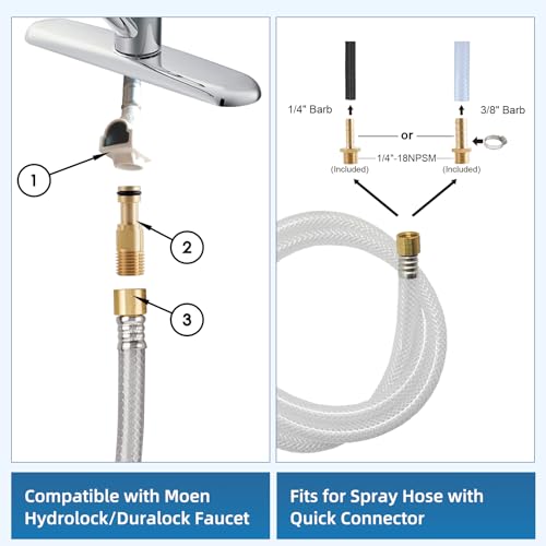 Image of Universal Kitchen Sink Side Sprayer Replacement with Quick Adapter, Chrome | NSF /ANSI /CAN 372 Certified, Compatible with Moen /Delta, Sink Faucet Sprayer Attachment /Hose /Holder, Pull-Out Side Sprayer