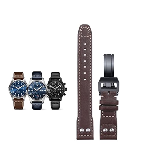 Bracelet de montre en cuir 20mm boucle noire pour montre IWC Big Pilot Mark 18 Portofino