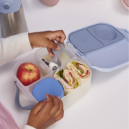 Image of b.box Mini Lunch Box Kids | 4.25 Cup Leak Proof Bento Box for Kids Ages 3+ | 3 Compartment Snack Containers, School Lunch Container, Dishwasher Safe, BPA-Free, PFAS-Free - Chill Out