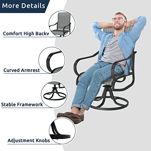 Udpatio Patio Swivel Chairs Set Of 6, Outdoor Dining Chairs High Back, All Weather Breathable Textilene Outside Furniture Chair With Metal Rocking Frame For Lawn Garden Backyard Duck, Dark Grey #TOP3