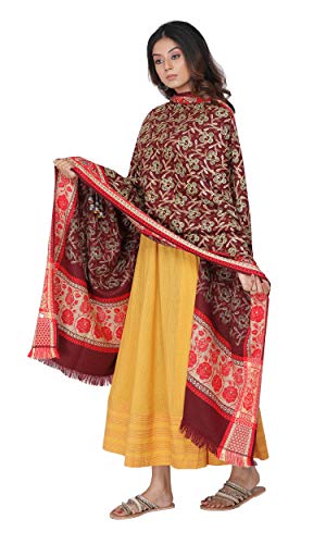 Image of KRITI Paisley Design Woollen Beige Color Shawl For Women