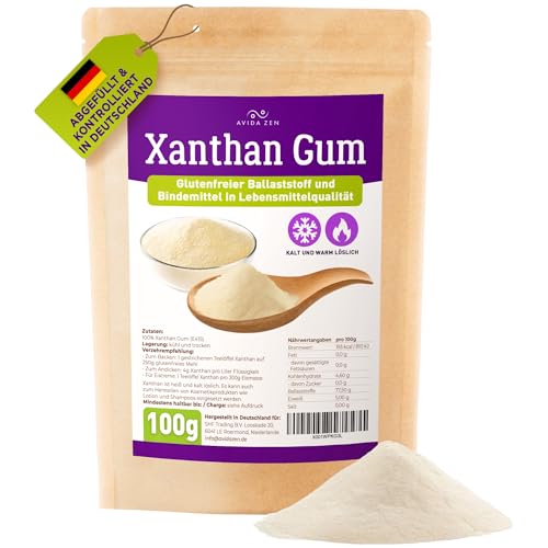 AVIDA ZEN Xanthan Gum Pulver, Bindemittel in Lebensmittelqualität, Veganer und glutenfreier Stabilisator für Eis, Suppen, Soßen, Xanthangummi Soßenbinder (100g) AVIDA ZEN Xanthan Gum Pulver, Bindemittel in Lebensmittelqualität, Veganer und glutenfreier Stabilisator für Eis, Suppen, Soßen, Xanthangummi Soßenbinder (100g)