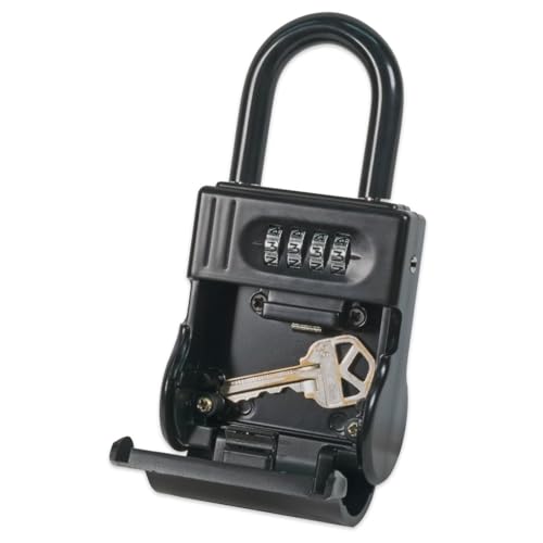 ShurLok SL-100W 4-Dial Dual Combination Lock Box, Durable Combo Lock for Outdoor Storage & Home Improvement, Door Lock & Locker Lock with Side Key Door, ‎1.5 x 2.75 x 6 Inches, Black Finish