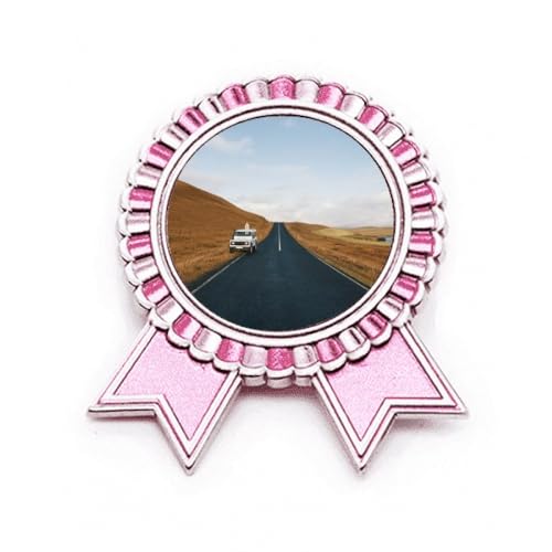 Broche rose herbe voiture métal taille M motif campagne voyage et nature sauvage