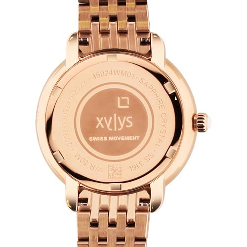 Image of Xylys Sparkle Swiss Analog Rose Gold Stainless Steel Strap Pink Dial Watch for Women