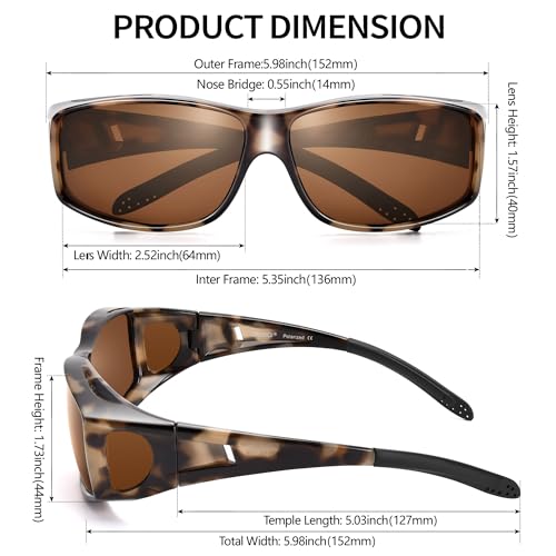 Image of URUMQI Polarized Sunglasses Fit Over Glasses for Men Women, Wraparound Sun Glasses UV400 Protection for Driving Fishing