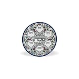 Armenian Floral Seder Plate with Blue Rim and Hebrew Text
