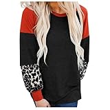 Goddesslili Blouses for Women Girls Fashion 2020 Leopard Patchwork Cozy Sweatshirts Long Lantern Sleeve Crew Neck Tops Daily Casual Wear Multi Colors Available