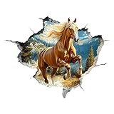 Pƒerde-Wandtattoos - Entfernbare Selbstklebende Cartoon-Loch-Design-Tapete | Tapete-Dekoration Optische Täuschungs-Raum | Tier-Dekoř Für Kinderzimmer Kinderhort | Haus Bar-Dekoř Wandsticker