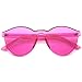 zeroUV One Piece PC Lens Rimless Ultra-Bold Colorful Mono Block Sunglasses 60mm (Pink)