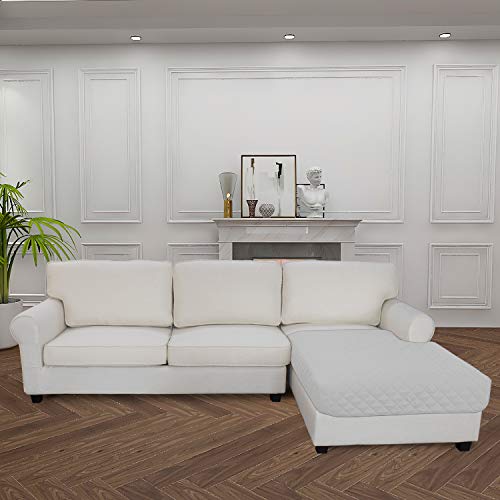 Image of Easy-Going Sofa Slipcover L Shape Microfiber Sectional Couch Rectangular Chaise Reversible Lounge Cover Sofa (Light Gray /Light Gray , 42 x 68 inches)
