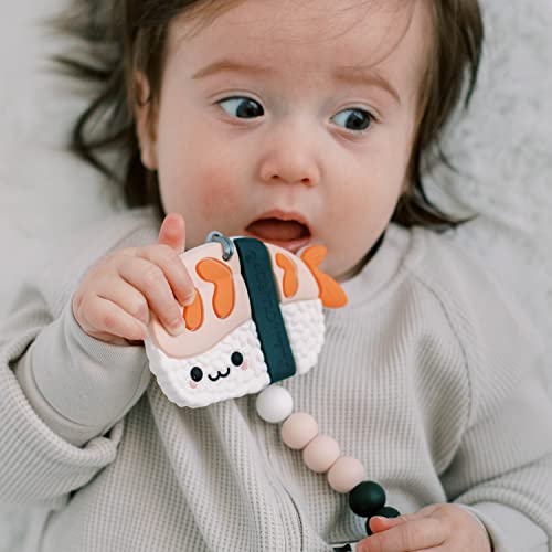 Image of Silicone Teether - Food-Grade, BPA-Free Teething Relief Toy for Babies - Safe, Durable & Easy-to-Hold Infant Teether - Textured Sensory Toy for Soothing Sore Gums - EBI Sushi