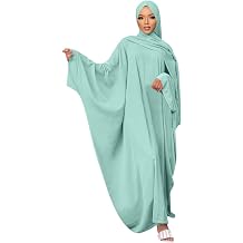 AWIBMK النساء Abaya طول كامل دبي Jilbab مسلم الحجاب فستان Batwing كم رداء صلاة فساتين ملابس إسلامية