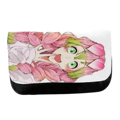 MERCHANDMANIA Estuche Neceser DE Lona mitsuri kanroji Pilar kimetsu no Yaiba Demon Slayer Unisex Negro Bolsa Aseo Multiusos