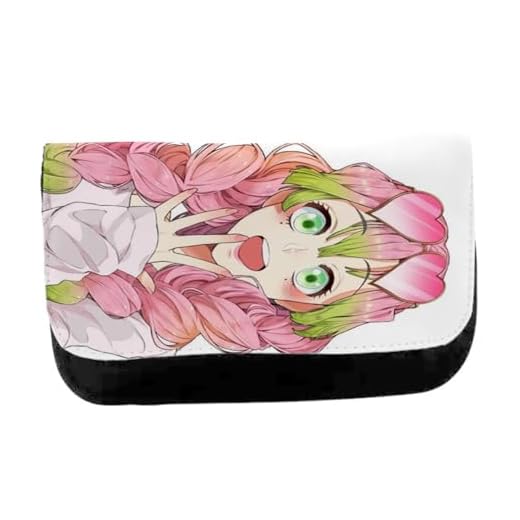 MERCHANDMANIA Estuche Neceser DE Lona mitsuri kanroji Pilar kimetsu no Yaiba Demon Slayer Unisex Negro Bolsa Aseo Multiusos