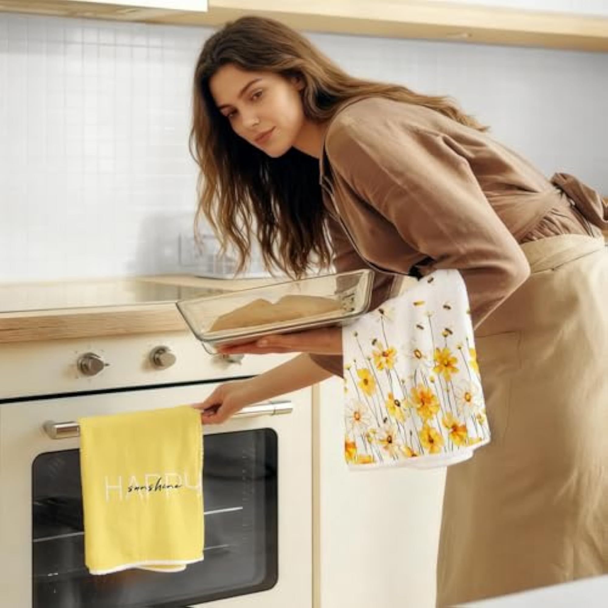 4Pcs Spring Kitchen Towels-16×24in Floral Microfiber