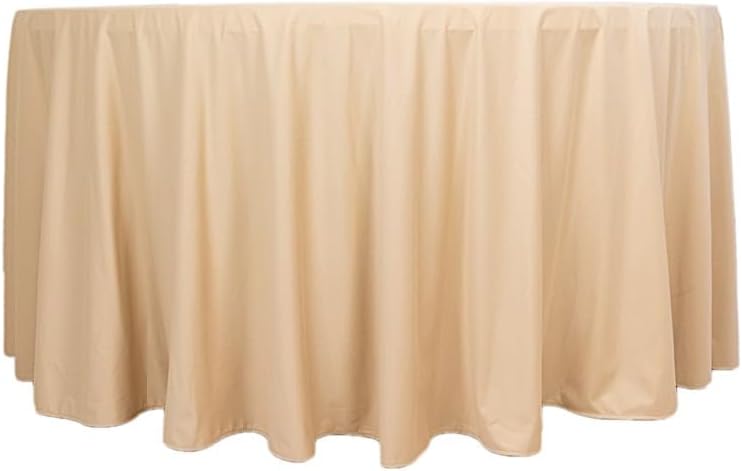 Miniatura 1 de Balsa Circle Mantel redondo de poliéster de alta calidad de 120 pulgadas, color beige, ropa de cama para fiestas, bodas, eventos, recepción,