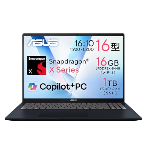�yAmazon.co.jp����z ASUS �m�[�g�p�\�R�� Vivobook 16 X1607QA 16�C���` Qualcomm Snapdragon X X1-26-100 ������16GB SSD 1TB Windows 11 �o�b�e���[�쓮 22.2��