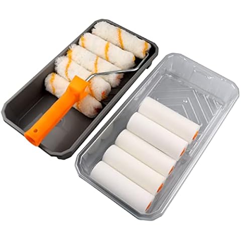 CBRIGHT 13pcs Foam Paint Roller Small Paint Roller Kit, 4 Inch Paint Roller Cover with Roller Frame, Tray and Liners, High Density Foam & Acrylic Paint Roller for House Painting Supplies Cover