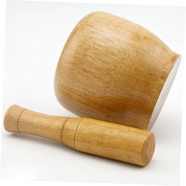 Wooden Pestle and Muddler Natural Wood Garlic for Crushing Spices and Seasonings Kitchen Tool for Home Cooking and Preparation