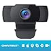 Price comparison product image COOAU 1080P Webcam with Microphone, PC Laptop Desktop USB 2.0 Full HD Web Camera for Video Calling, Studying, Conference, Recording, Gaming with Rotatable Clip