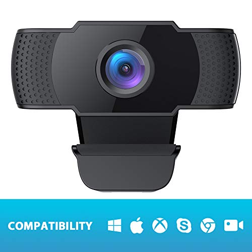 COOAU 1080P Webcam mit Mikrofon, PC Laptop Desktop USB 2.0 Full HD Webkamera für Videoanrufe, Studieren, Konferenzen, Aufzeichnen, Spielen mit drehbarem Clip