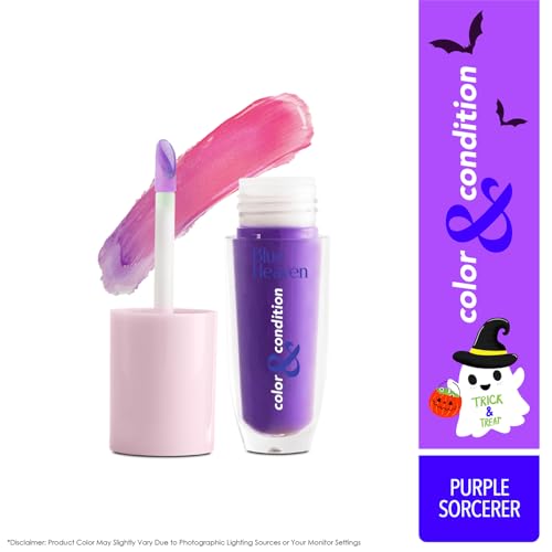 Image of Blue Heaven Color & Condition PH based tinted lip oil for women, lip gloss infused with Cranberry, Raspberry & Hazelnut oil, Hydrating & Softening, Purple Sorcerer - 4.2ml