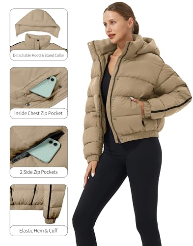 Pioneer Camp Light Khaki Cropped Puffer Jacket for Women - Cozy, Stylish, and Perfect for Winter Adventures - Image 5