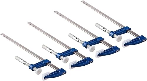 Image of TW Wholesale 4 x F-Clamps Wood Working 50mm x 300mm Heavy Duty Cast Iron Clamp Heads DIY Professional Clamping Woodworking Brick Layer Profile Soft Jaw F Clamp 4 Pieces