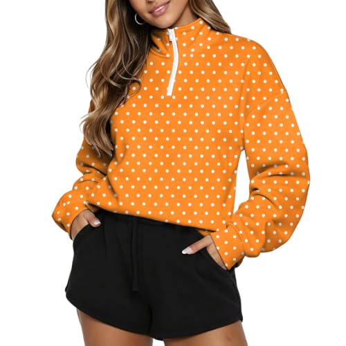 Gumipy Polka Dot Sweatshirt for Women 1/4 Zip Mock Neck Fall Sweatshirts - image 5