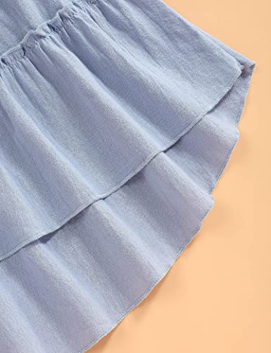 Hipea Kids Toddler Baby Girls Dress Outfits Sleeveless Backless Floral Princess Dress Casual Beach Dress Blue 3-4T #TOP6