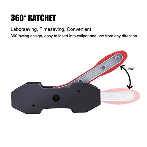Jifetor Brake Caliper Press Tool, 360 Degree Swing Ratchet Expander Wrench Car Wheel Piston Spreader With Extra 3Pcs Large Plates For Single Twin Quad Sextuplet Piston Disc Brake Caliper #TOP3